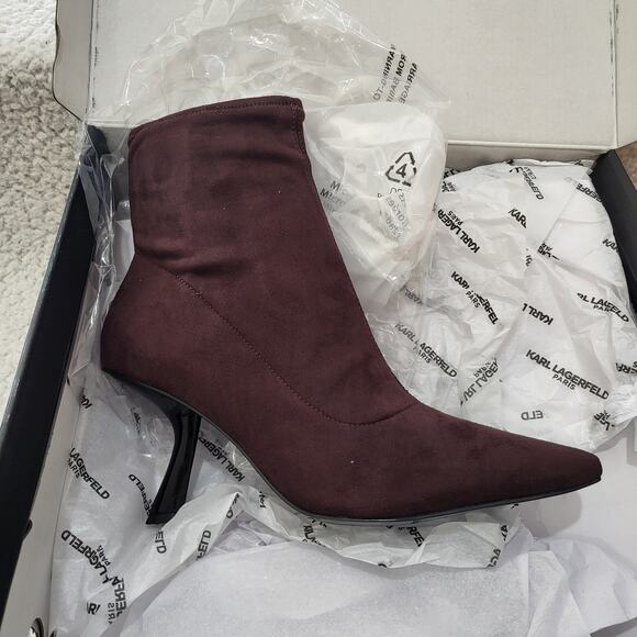NIB Karl Lagerfeld Paris Kelsa Pointed Toe Heeled Bootie Ankle Boot WMNS  SZ 8.5 - Picture 3 of 6
